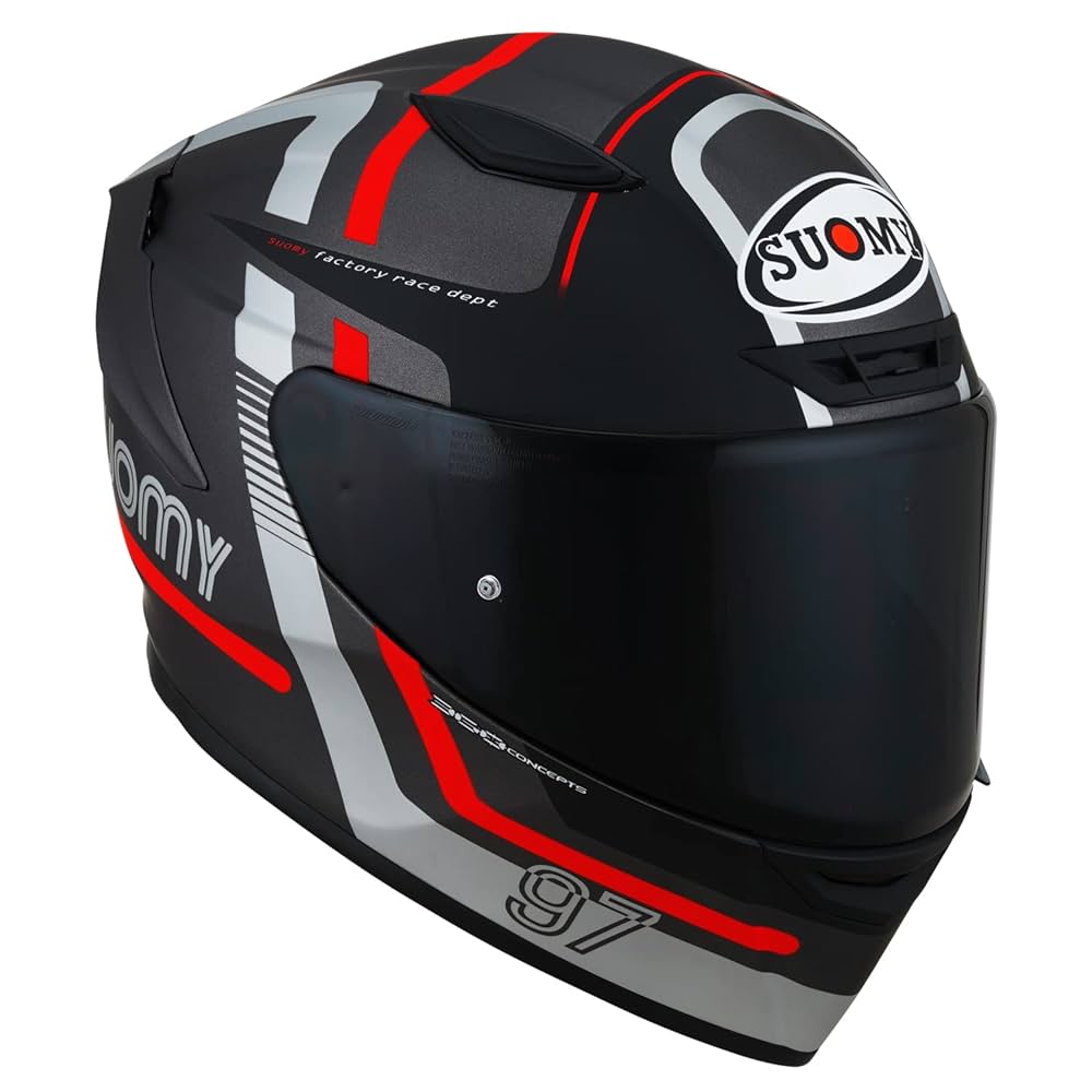 Amazon.com: Suomy Track-1 Helmet - 97 Matte Gunmetal/Red